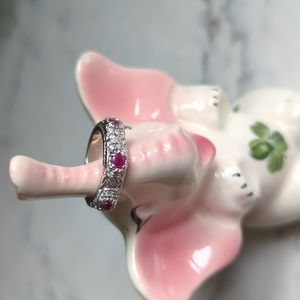 EUC Judith Ripka ruby and sterling silver 925 stacking ring